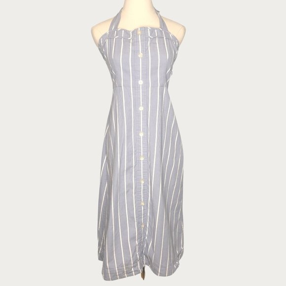 Everlane Dresses & Skirts - Everlane The Cotton Weave Tank Dress in Blue White Wide Stripe 0 Button Front
